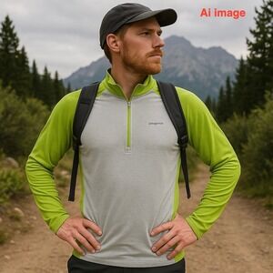 Patagonia Capilene Cool Lightweight‎ 1/2 Zip Pullover Men L Gray Green Hiking